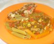 Ciocanele de pui cu ceapa verde,rosii si penne vegetables-8