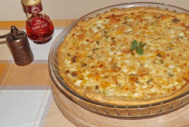 Quiche cu somon si porumb