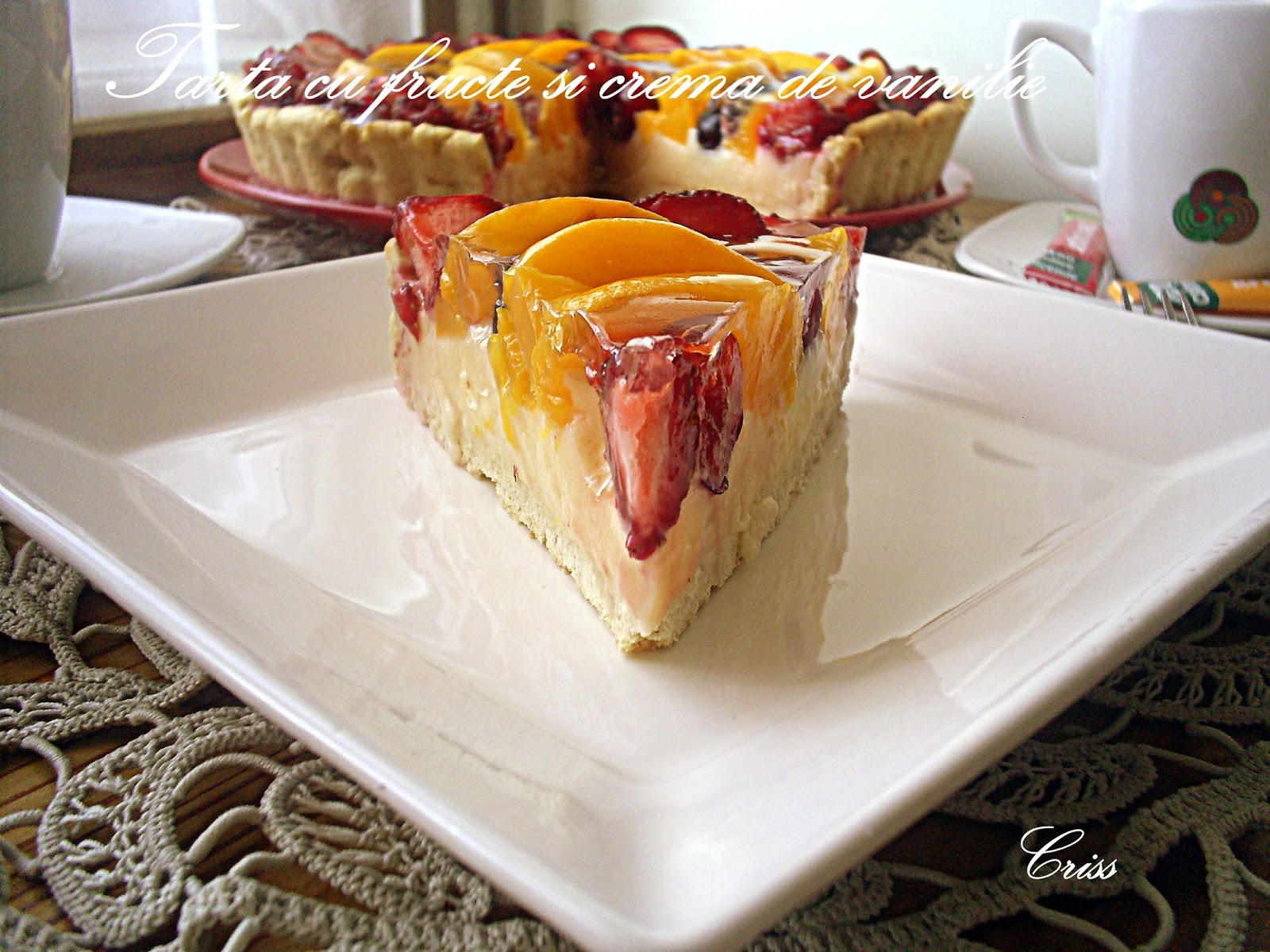 Tarta cu fructe si crema de vanilie, cu Green Sugar