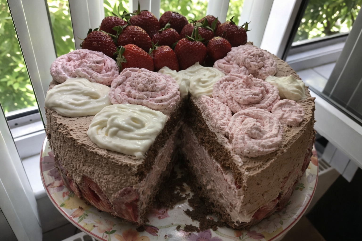 Desert tort de ciocolata si capsuni