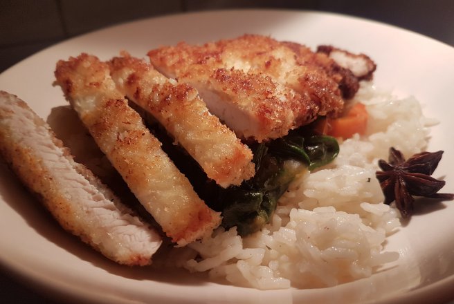 Piept de curcan Katsu si orez cu anason
