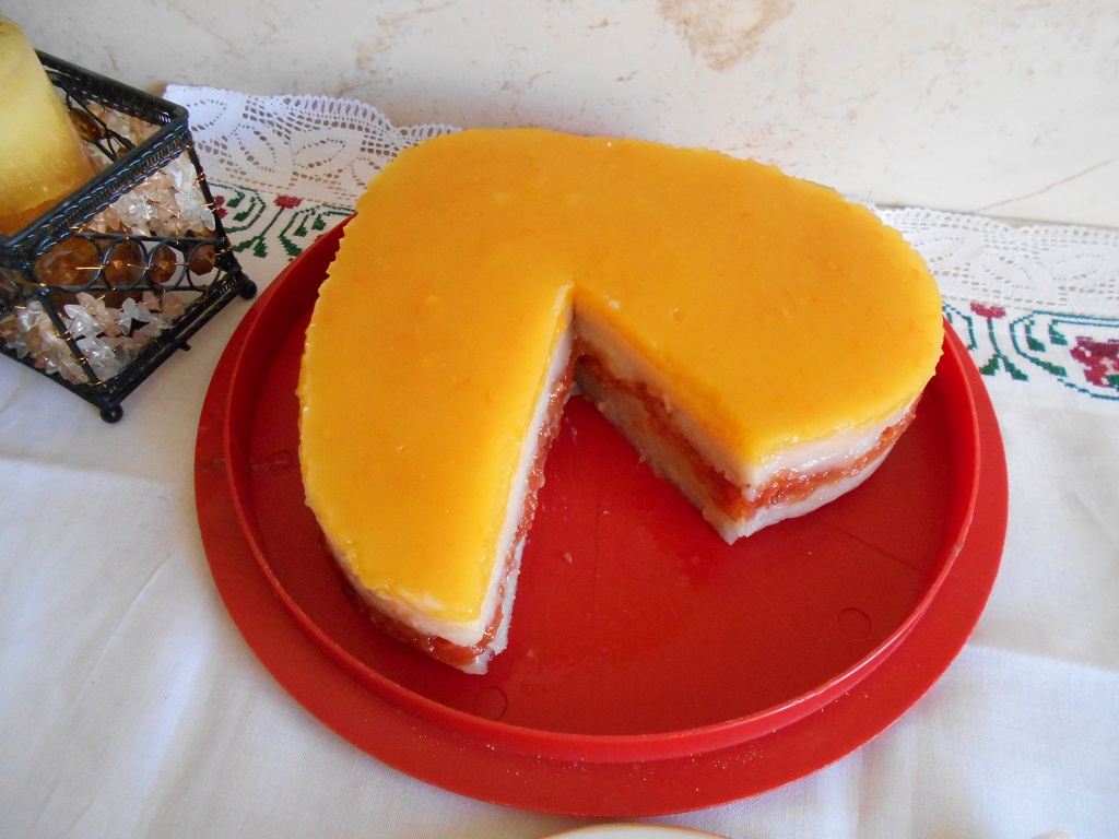 Desert budinca de gris, cu gem de gutui și jeleu de portocale