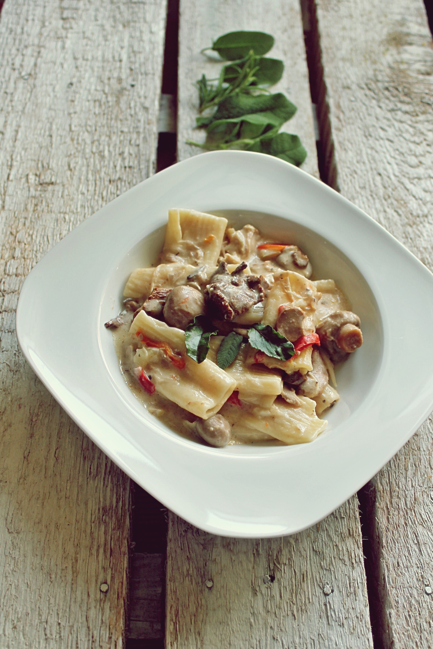 Rigatoni cu pui, ciuperci și legume – One Pot Pasta