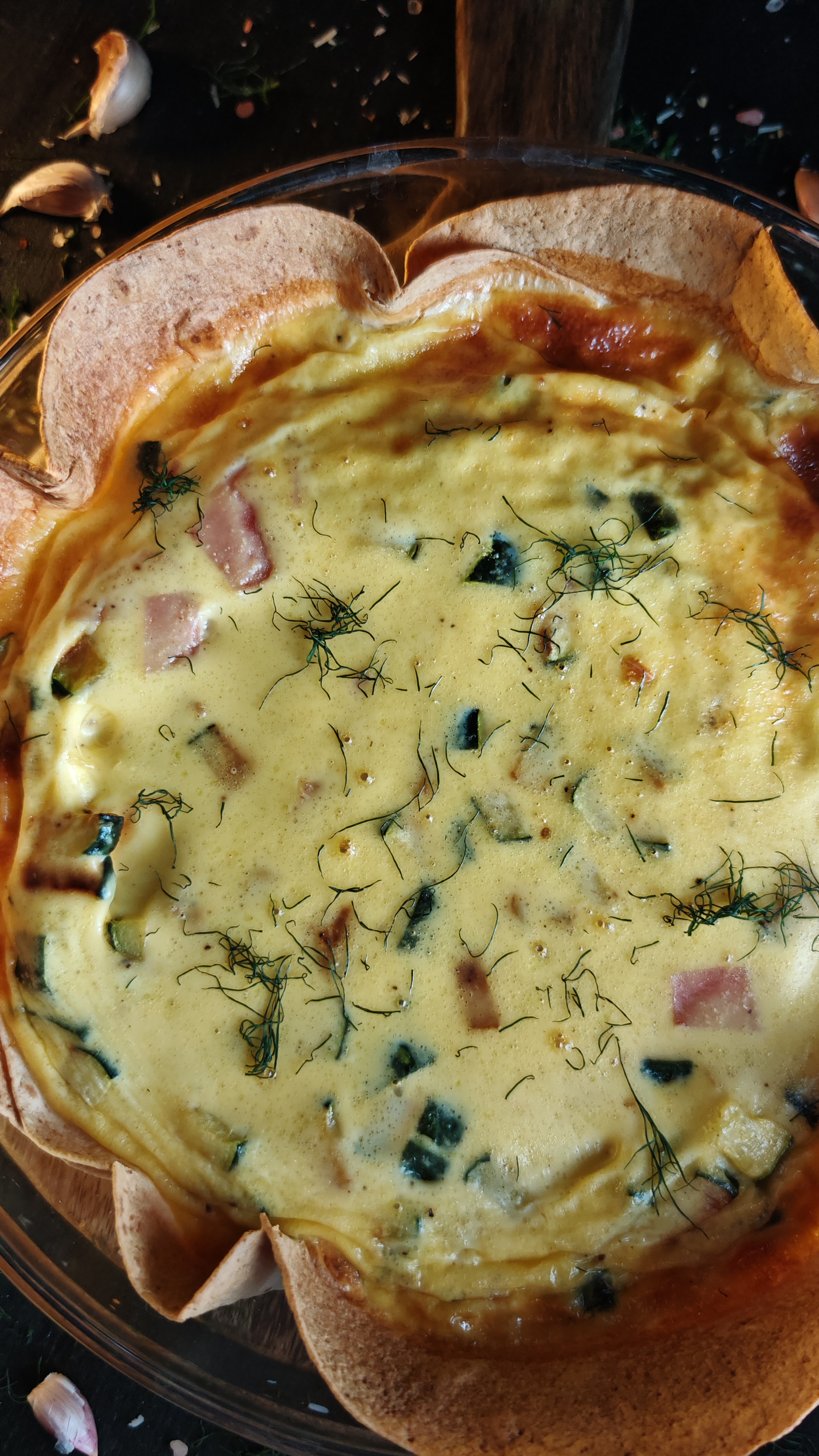 Quiche cu dovlecei - Varianta rapidă cu lipie