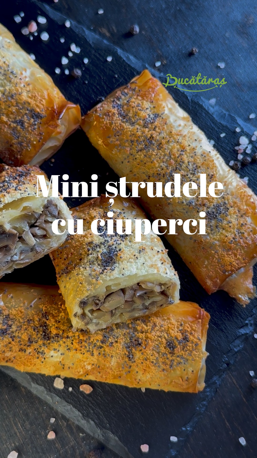 Mini ștrudele cu ciuperci - Rețeta rapidă și savuroasă